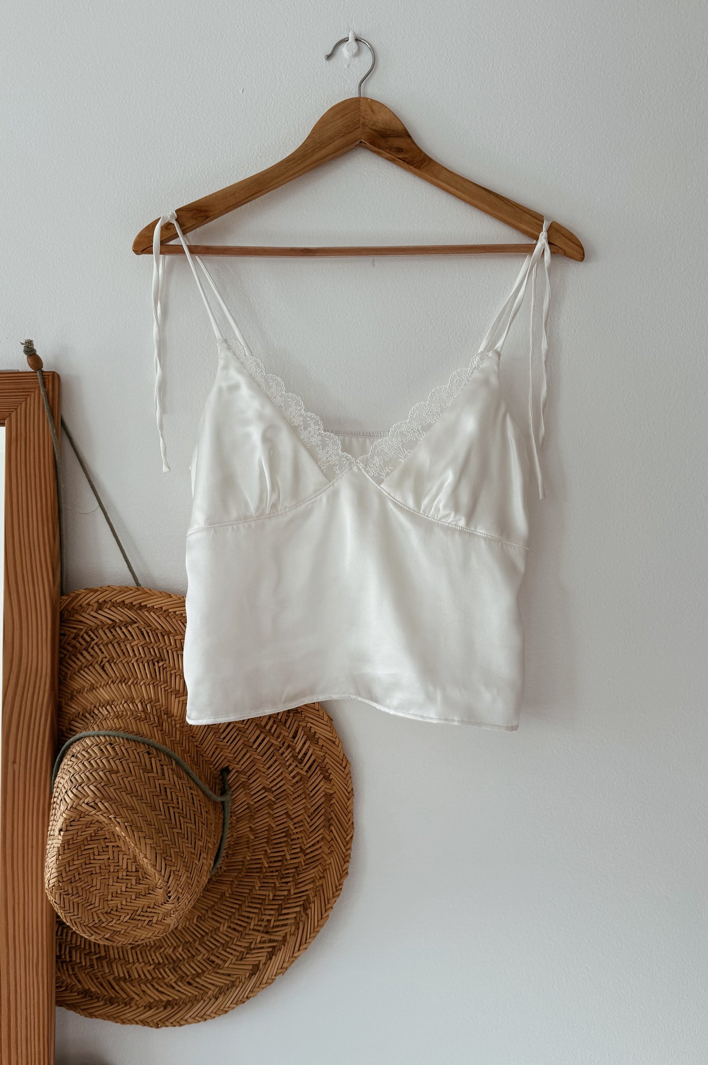 Silk top with lace detail