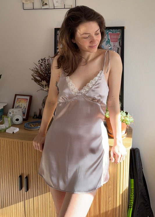 Silk and lace camisole slip dress